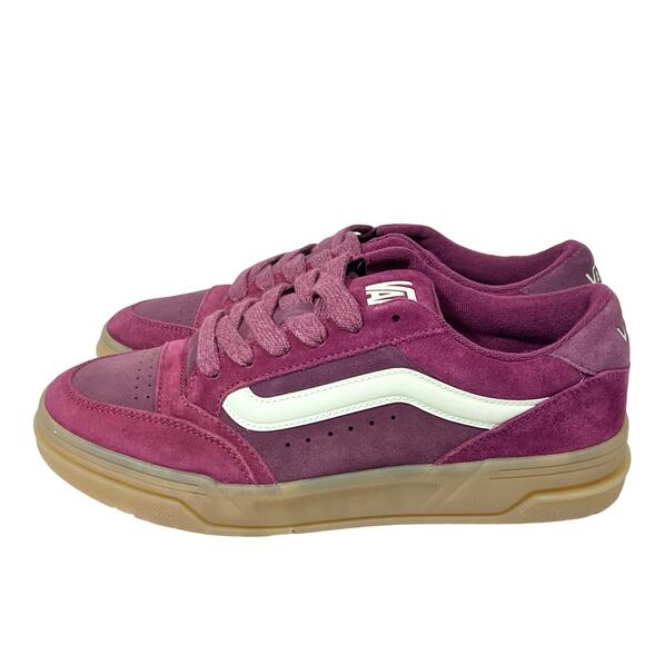 Vans Off The Wall Hylane Sneaker Shoes Men 9 Women 10.5 Burgundy Suede Gum Sole - Picture 3 of 8